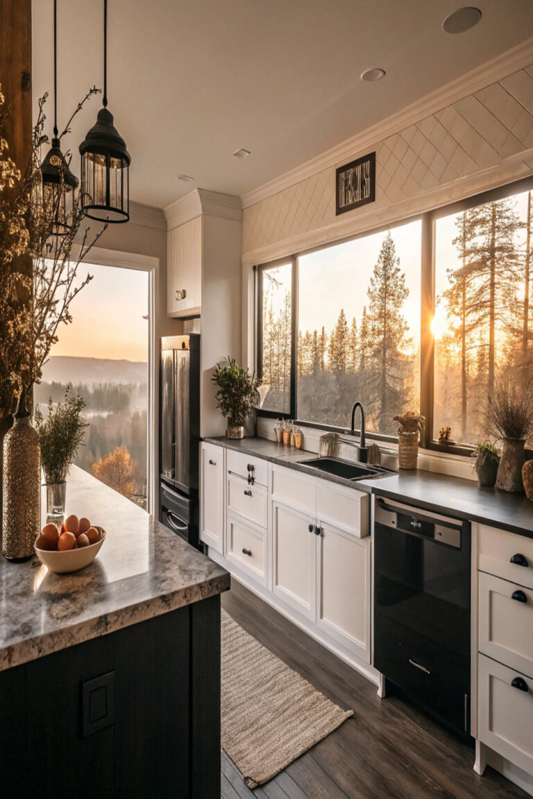 black and white kitchen