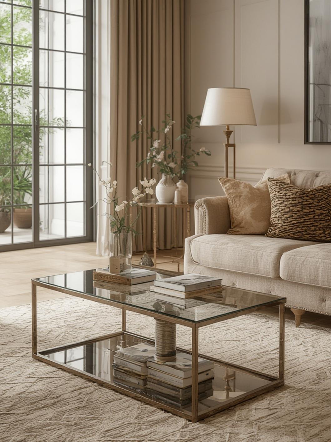 glass coffee table and side table set