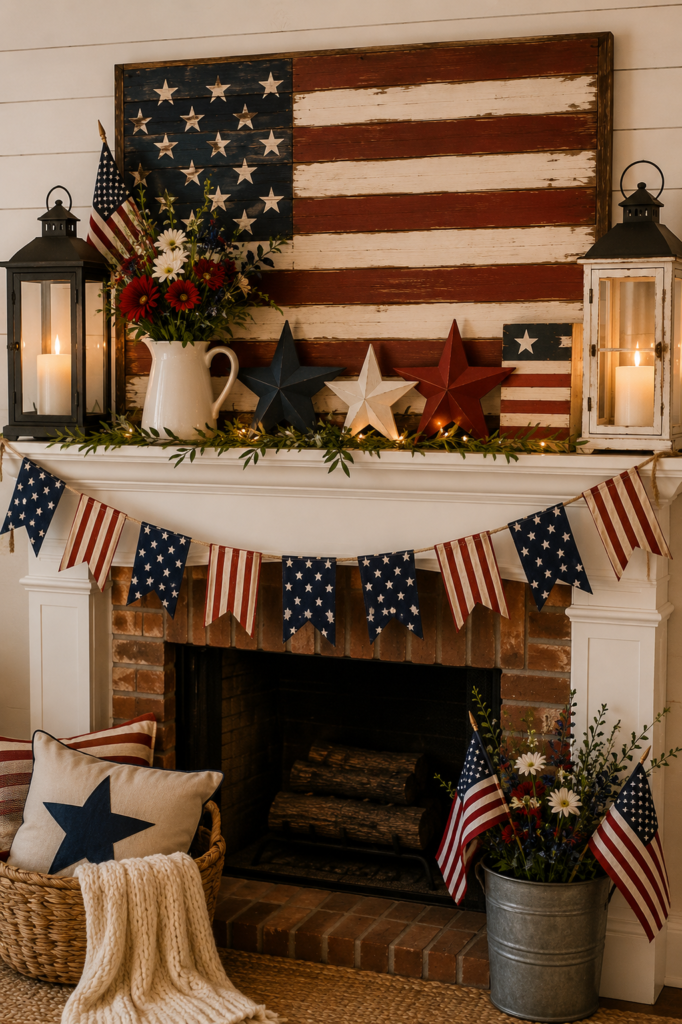 4th of july mantel decor