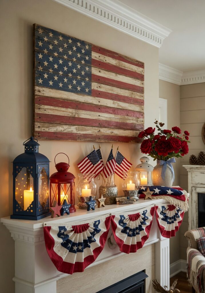 4th of july mantel decor
