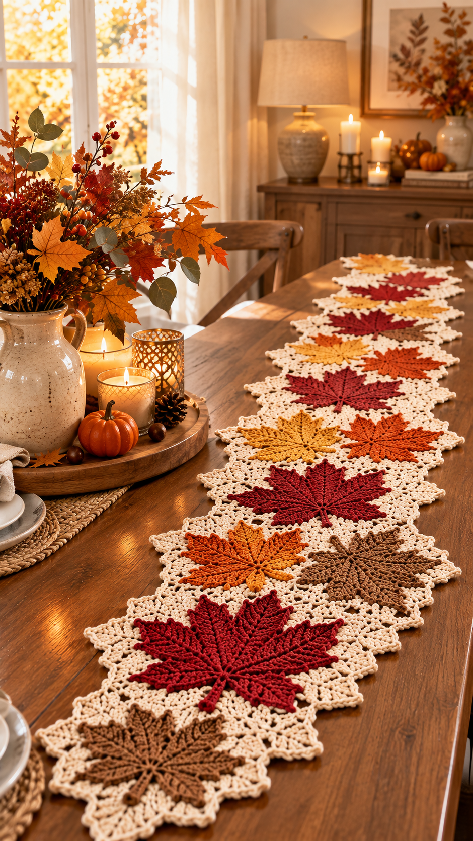 Crochet Maple Leaf Table