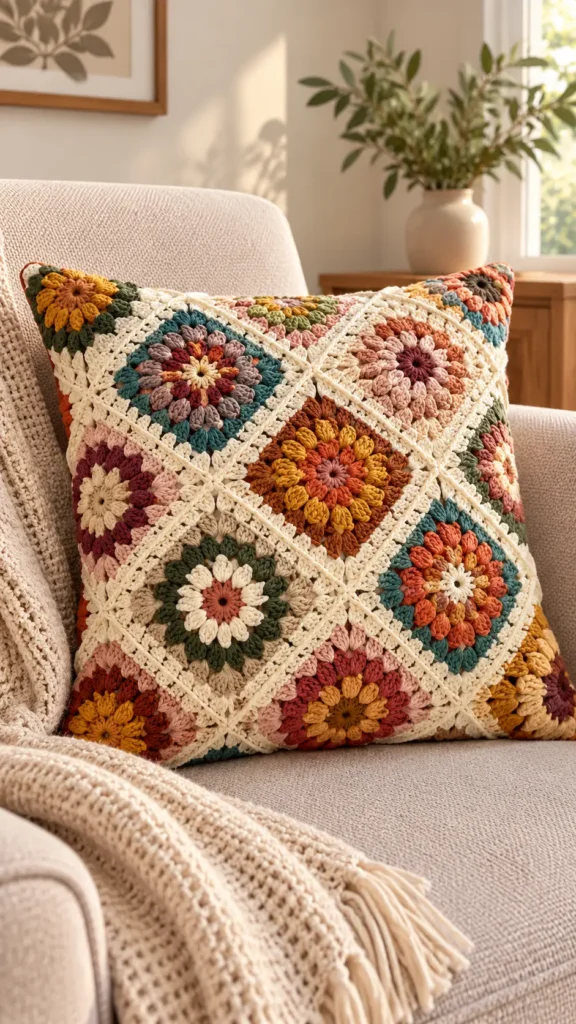 Boho Crochet Pillow Cover